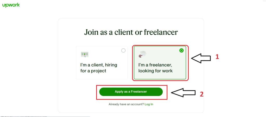 Upwork apply as freelancer